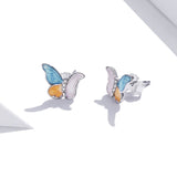 Three Colors Butterfly Ear Studs Women Earrings 925 Sterling Silver