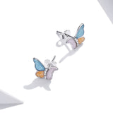 Three Colors Butterfly Ear Studs Women Earrings 925 Sterling Silver