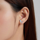 Three Colors Butterfly Ear Studs Women Earrings 925 Sterling Silver