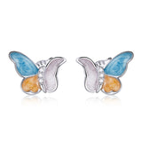 Three Colors Butterfly Ear Studs Women Earrings 925 Sterling Silver