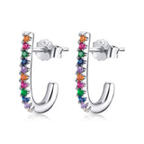 Christmas Cane Ear Studs Women Earrings 925 Sterling Silver