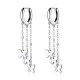 Tassel Butterfly Ear Stud Women Earrings 925 Sterling Silver