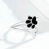 Ring Animal Paw Print Dripping Open Ring 925 Sterling Silver