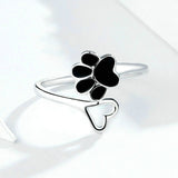 Ring Animal Paw Print Dripping Open Ring 925 Sterling Silver