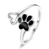 Ring Animal Paw Print Dripping Open Ring 925 Sterling Silver