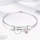 Lovely Pair Hearts 925 Sterling Silver Bracelet - Aisllin Jewelry