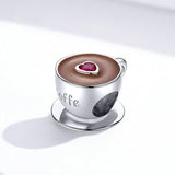 Coffee Cup Elegant 925 Sterling Silver Charm - Aisllin Jewelry