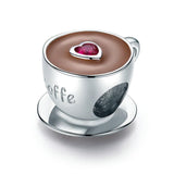 Coffee Cup Elegant 925 Sterling Silver Charm - Aisllin Jewelry