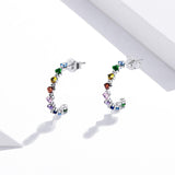 Rainbow 925 Sterling Silver Earrings - Aisllin Jewelry
