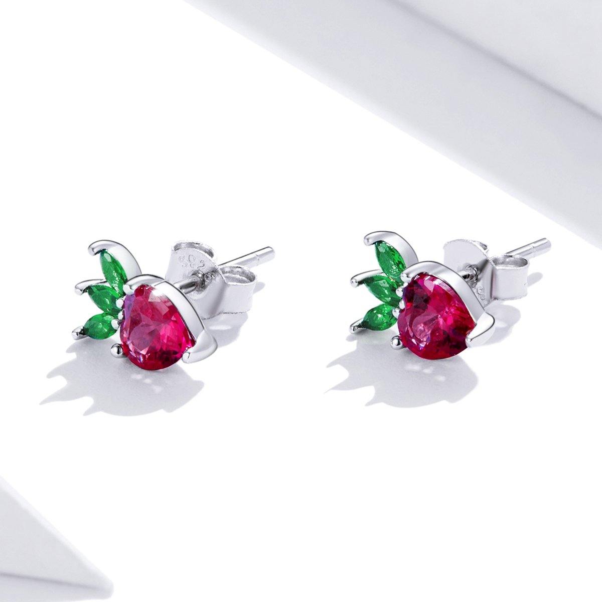 Sweet Strawberry 925 Sterling Silver Earrings - Aisllin Jewelry