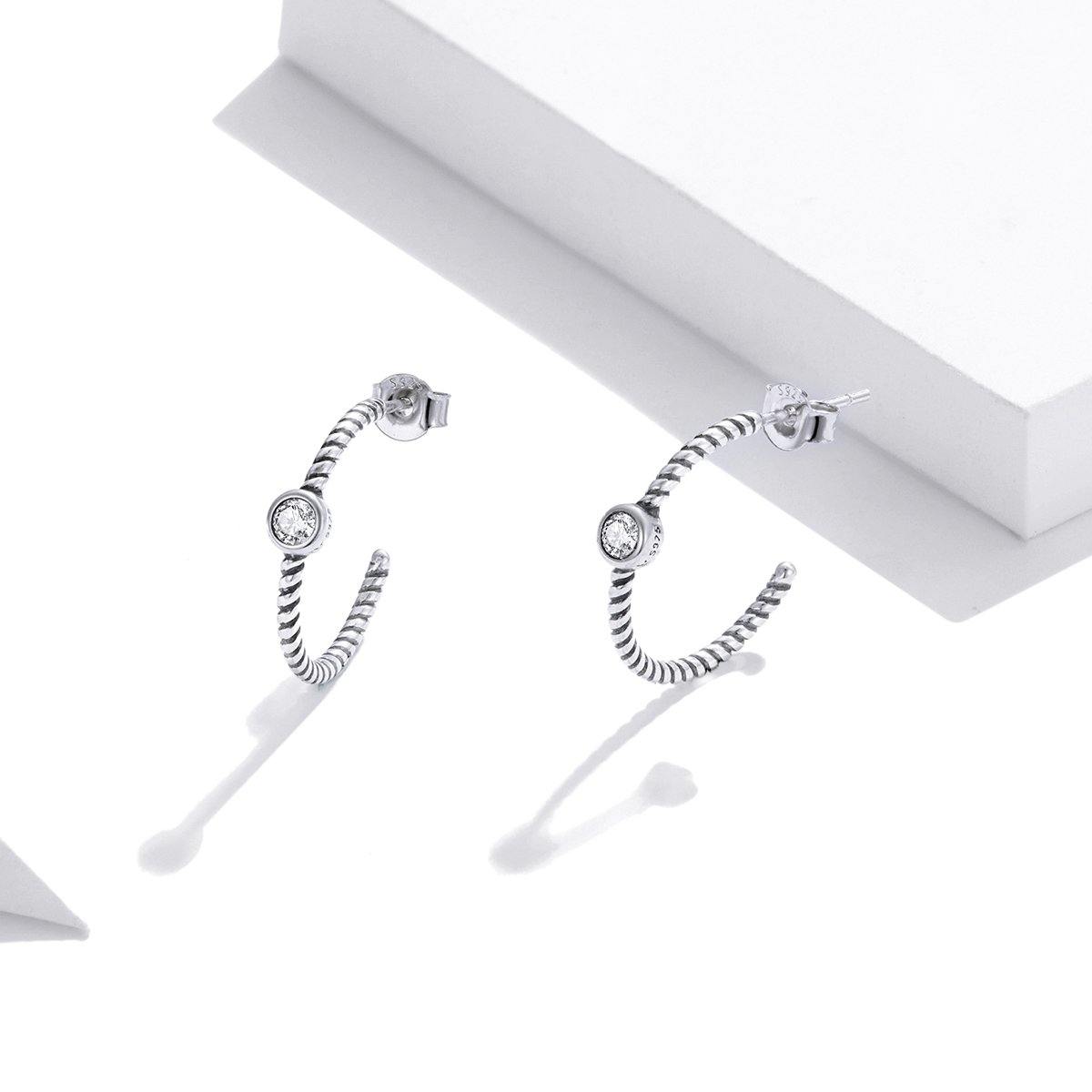 Twisted Lines 925 Sterling Silver Earrings - Aisllin Jewelry