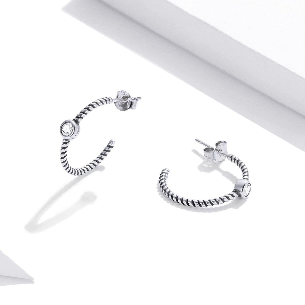 Twisted Lines 925 Sterling Silver Earrings - Aisllin Jewelry
