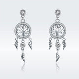 Life Tree Dreamcatcher 925 Sterling Silver Earrings - Aisllin Jewelry