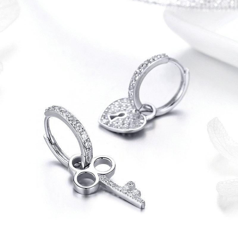Locked Heart 925 Sterling Silver Earrings - Aisllin Jewelry