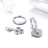 Locked Heart 925 Sterling Silver Earrings - Aisllin Jewelry