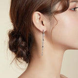 Moon and Star Tassel 925 Sterling Silver Earrings - Aisllin Jewelry