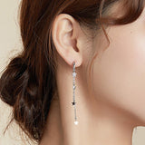 Moon and Star Tassel 925 Sterling Silver Earrings - Aisllin Jewelry