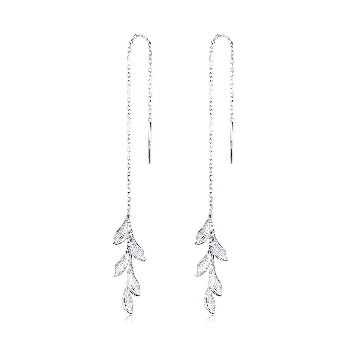 Hanging Leaves 925 Sterling Silver Earrings - Aisllin Jewelry