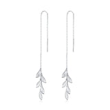 Hanging Leaves 925 Sterling Silver Earrings - Aisllin Jewelry