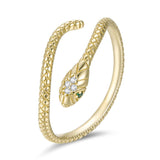 Gold Snake 925 Sterling Silver Ring - Aisllin Jewelry