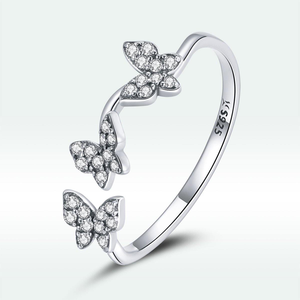 Shiny Butterflies 925 Sterling Silver Ring - Aisllin Jewelry