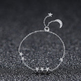 Sweet whisper of Moon and Stars Elegant 925 Sterling Silver Bracelet - Aisllin Jewelry