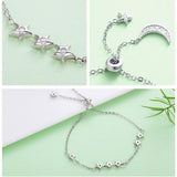 Sweet whisper of Moon and Stars Elegant 925 Sterling Silver Bracelet - Aisllin Jewelry