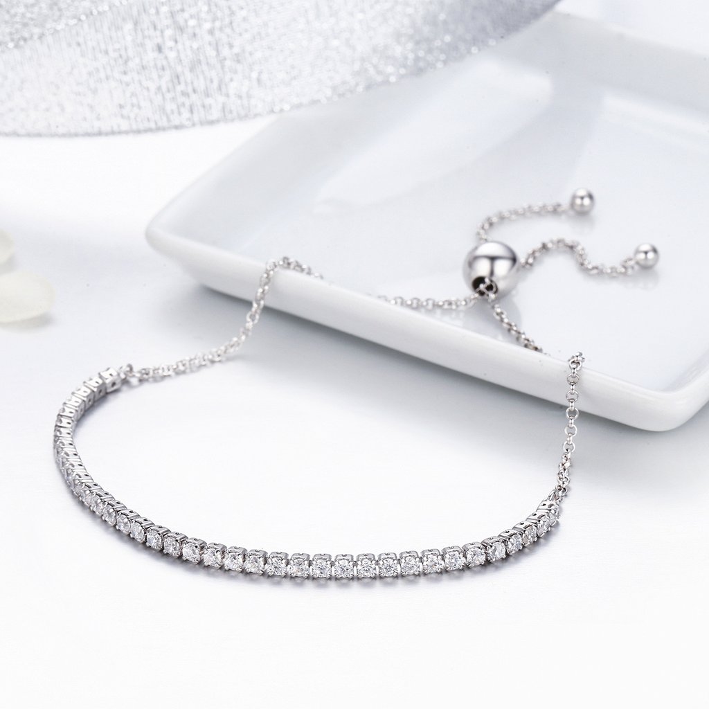 Sparkling Strand Elegant 925 Sterling Silver Bracelet - Aisllin Jewelry