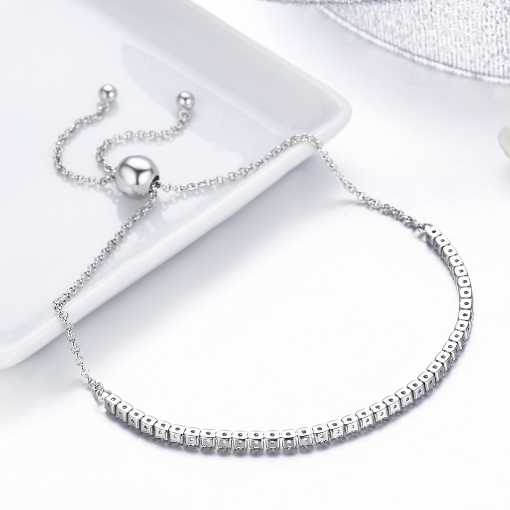 Sparkling Strand Elegant 925 Sterling Silver Bracelet - Aisllin Jewelry