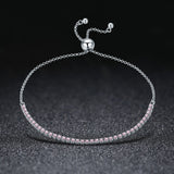Pink Cubic Zirconia Strand Tennis Elegant 925 Sterling Silver Bracelet - Aisllin Jewelry