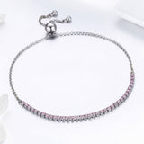 Pink Cubic Zirconia Strand Tennis Elegant 925 Sterling Silver Bracelet - Aisllin Jewelry