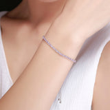 Pink Cubic Zirconia Strand Tennis Elegant 925 Sterling Silver Bracelet - Aisllin Jewelry