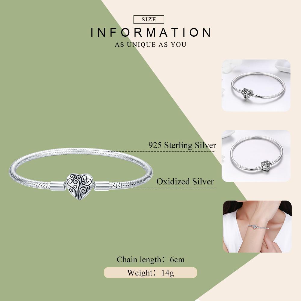 Tree of Life Heart Luxury 925 Sterling Silver Bracelet - Aisllin Jewelry
