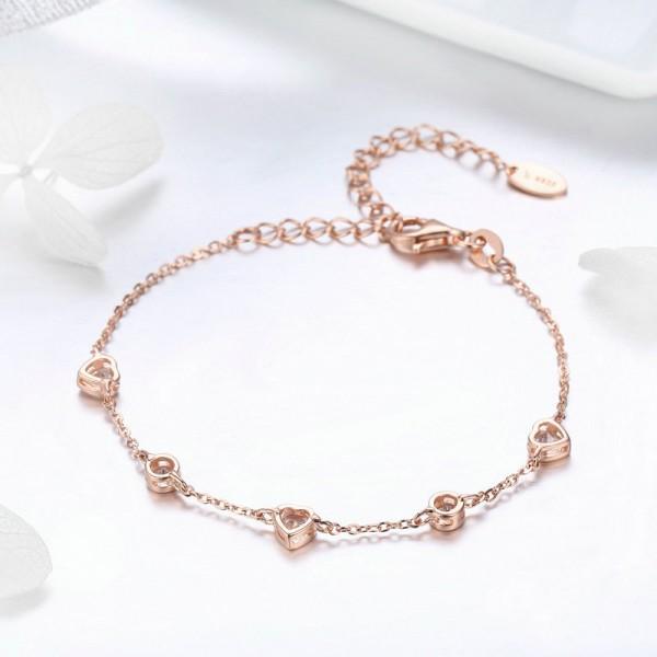 Classic Heart Gold Color 925 Sterling Silver Bracelet - Aisllin Jewelry