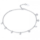Simple Geometric Crystal CZ Link Chain 925 Sterling Silver Bracelet - Aisllin Jewelry