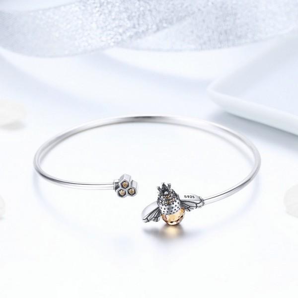 Crystal Bee And Honeycomb Elegant 925 Sterling Silver Bracelet - Aisllin Jewelry