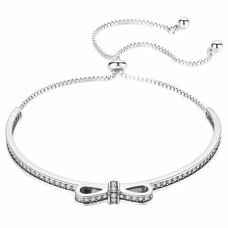 Sweet Bowknot 925 Sterling Silver Bracelet - Aisllin Jewelry
