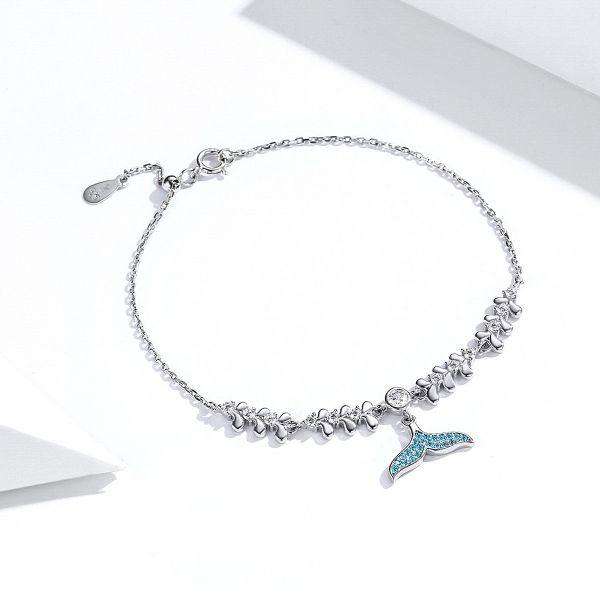 Blue Fishtail 925 Sterling Silver Bracelet - Aisllin Jewelry