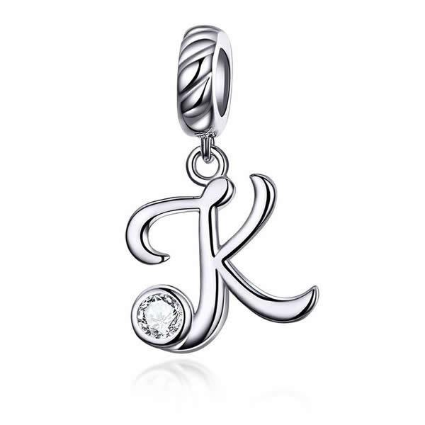 Proprietary Letter K 925 Sterling Silver Charm - Aisllin Jewelry