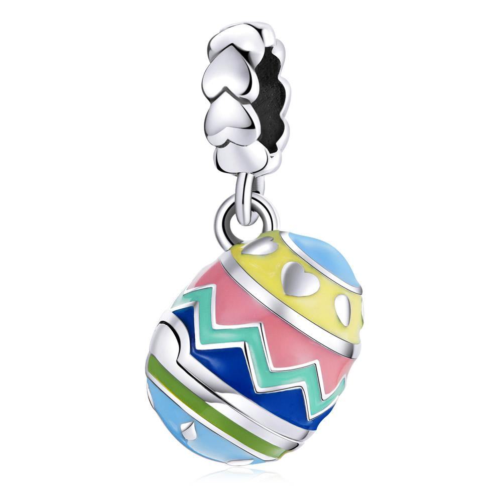 Colorful Easter Egg 925 Sterling Silver Charm - Aisllin Jewelry