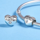 Lovely Forever Together Heart 925 Sterling Silver Charm - Aisllin Jewelry