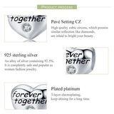 Lovely Forever Together Heart 925 Sterling Silver Charm - Aisllin Jewelry