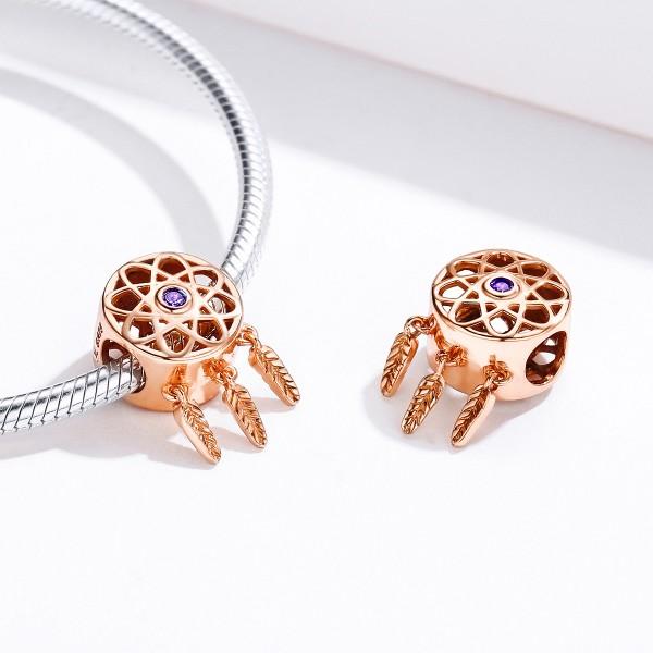 Dream Catcher Rose Gold Elegant 925 Sterling Silver Charm - Aisllin Jewelry