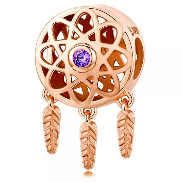 Dream Catcher Rose Gold Elegant 925 Sterling Silver Charm - Aisllin Jewelry
