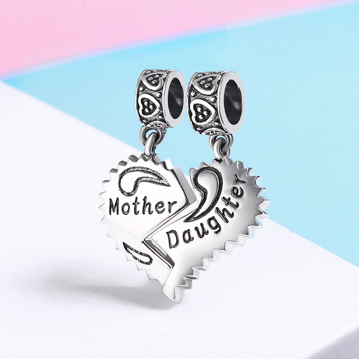 Mother And Daughter Love Forever 925 Sterling Silver Charm - Aisllin Jewelry