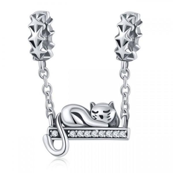 Lovely Cat Elegant 925 Sterling Silver Charm - Aisllin Jewelry