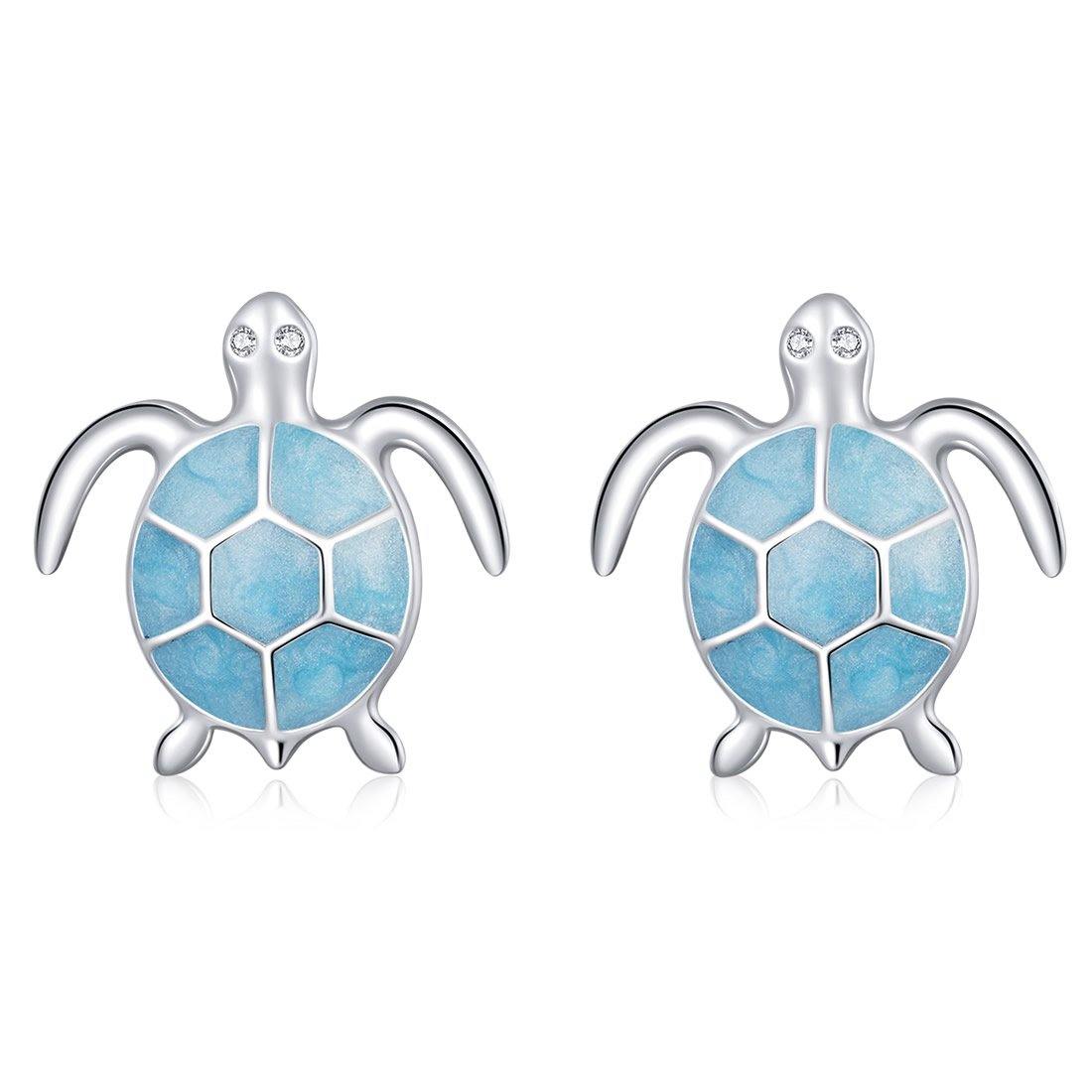 Blue Turtle 925 Sterling Silver Earrings - Aisllin Jewelry