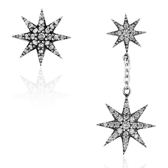 Sparkling Star 925 Sterling Silver Earrings - Aisllin Jewelry