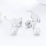 Playful Cats 925 Sterling Silver Earrings - Aisllin Jewelry