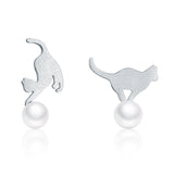 Playful Cats 925 Sterling Silver Earrings - Aisllin Jewelry